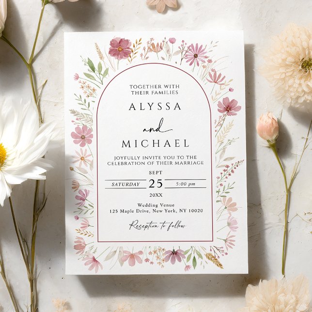 Fall Autumn Wildflower Floral Wedding Invitation (Creator Uploaded)