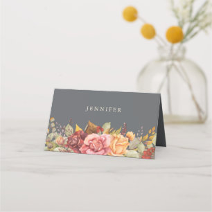 Fall/Autumnal Floral Border Thanksgiving Place Card