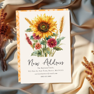 Fall Autumnal Sunflower   New Home Address  Announcement