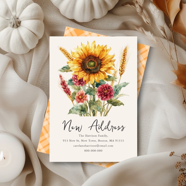 Fall Autumnal Sunflower | New Home Address  Card (Creator Uploaded)