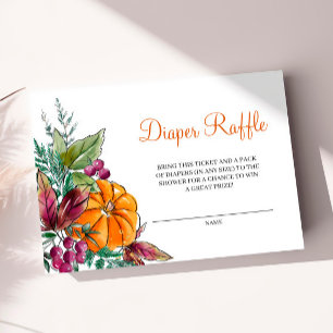 Fall Autunm Pumpkin Baby Shower Diaper Raffle Card