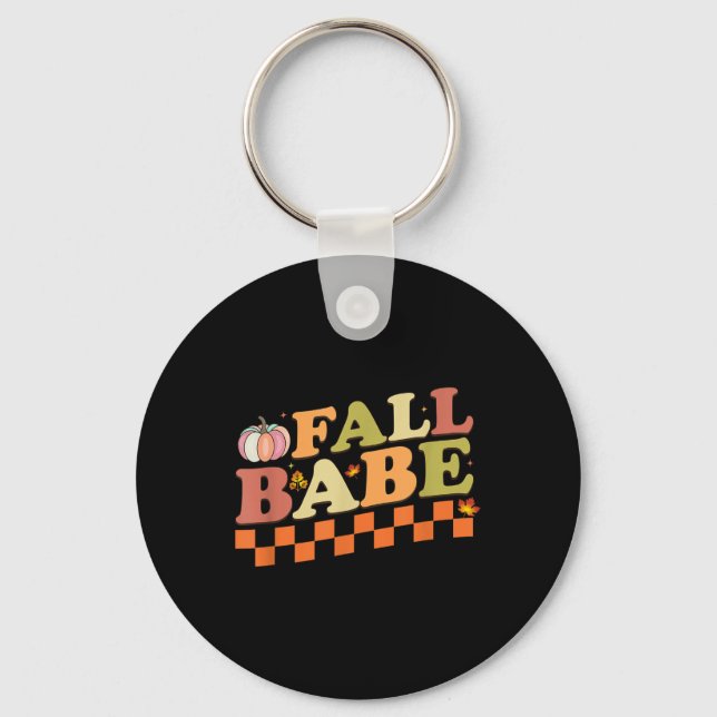 Fall Babe Pumpkin Autumn Fall Leaves Seasonal  Key Ring (Front)