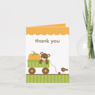 Fall Baby Bear in Wagon Note Cards