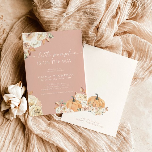 Fall Baby Girl Baby Shower | Pink A Little Pumpkin Invitation (Creator Uploaded)