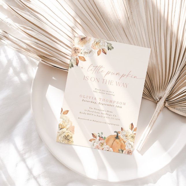 Fall Baby Girl Baby Shower | Pink A Little Pumpkin Invitation (Creator Uploaded)