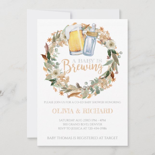 Fall Baby is Brewing Baby Shower Invitation (Front)