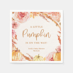 Fall Baby Shower A Little Pumpkin is on the Way Napkin