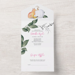 Fall Baby Shower All In One Tropical Watercolor All In One Invitation