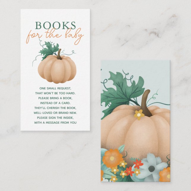 Fall Baby Shower Autumn Floral Books For Baby Enclosure Card (Front/Back)