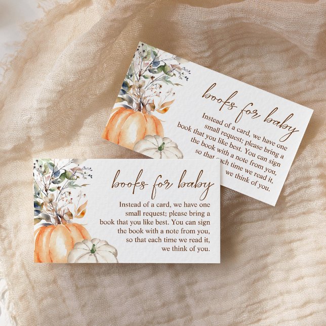 Fall Baby Shower Autumn Pumpkin Books for Baby Enclosure Card (Creator Uploaded)