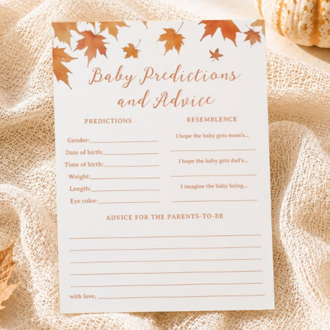 Fall Baby Shower Baby Predictions Game Card (Creator Uploaded)