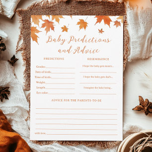 Fall Baby Shower Baby Predictions Game Card