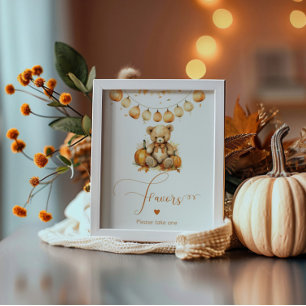 Fall Baby shower bear favors please take one Poster