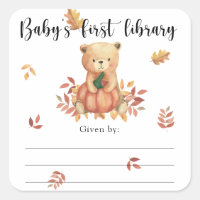 Fall Baby Shower bookplate, books for baby