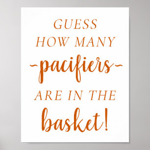 Fall Baby Shower   Burnt Orange Guess How Many Poster