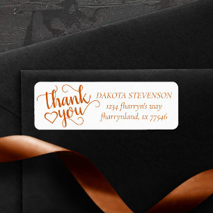 Fall Baby Shower   Burnt Orange Thank You Address