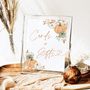 Fall Baby Shower Cards and Gifts Sign, Pumpkin Poster