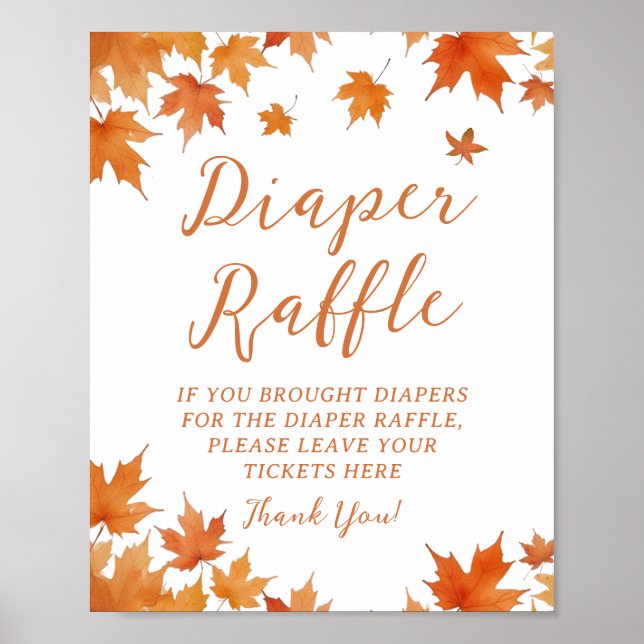Fall Baby Shower Diaper Raffle  Poster (Front)