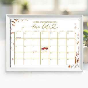 Fall Baby Shower Due Date Calendar Poster
