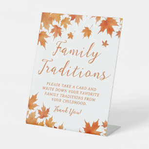 Fall Baby Shower Family Traditions Pedestal Sign
