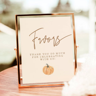 Fall Baby Shower Favours Sign, Pumpkin Favours Sig Poster