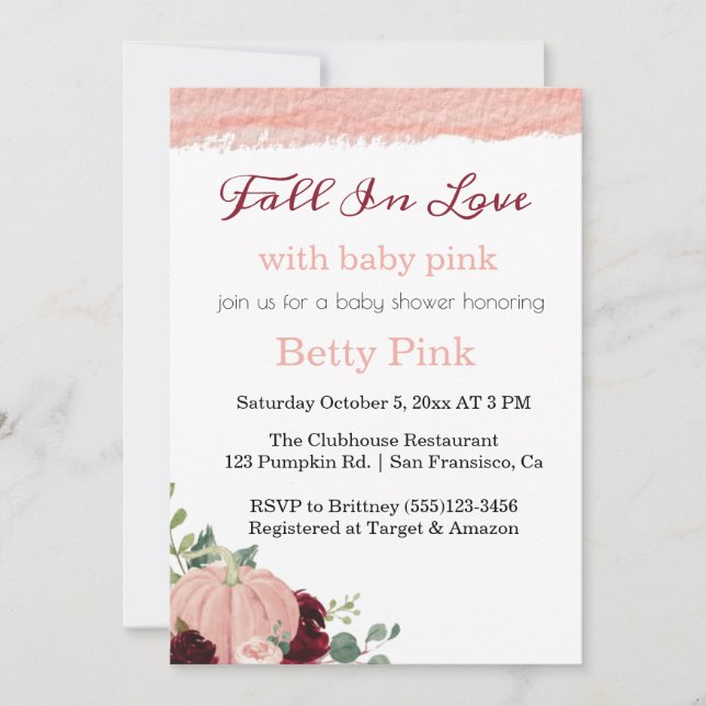 Fall baby shower girl Invitation (Front)