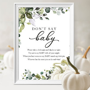 Fall Baby Shower Greenery Don't Say Baby Sign