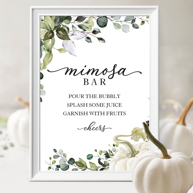 Fall Baby Shower Greenery Mimosa Bar Sign (Creator Uploaded)