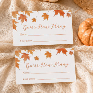 Fall Baby Shower Guess How Many Game Enclosure Card