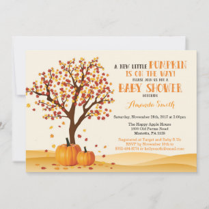 Fall Baby Shower Invitation Card Trees and Leaves