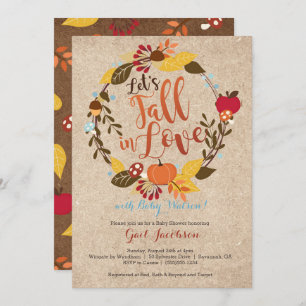Fall Baby Shower Invitation - "Fall in Love" Blue