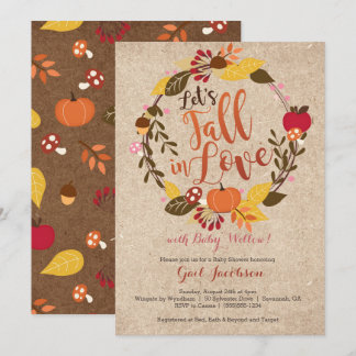Fall Baby Shower Invitation - "Fall in Love" Pink