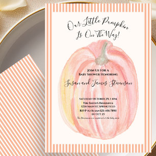Fall Baby Shower Invitation Little Pumpkin Stripes