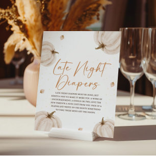 Fall Baby Shower Late Night Diapers Sign