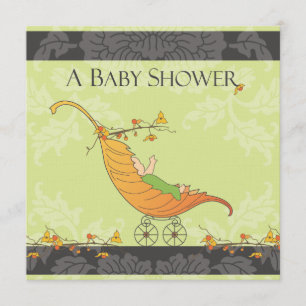 Fall Baby Shower   Leaf Carriage Invitation