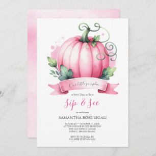 Fall Baby Shower Little Pumpkin Sip and See Invitation