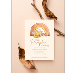 Fall Baby Shower Little Pumpkin Watercolor Invitation