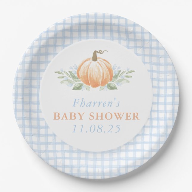 Fall Baby Shower Napkins | Pumpkin Paper Plate (Front)