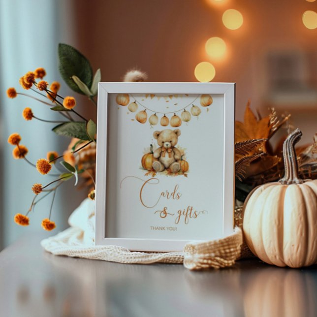 Fall Baby shower teddy bear Cards and gifts Poster (Creator Uploaded)