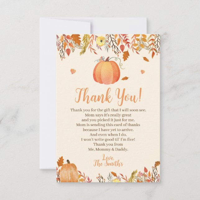 Fall Baby Shower Thank You Cards (Front)