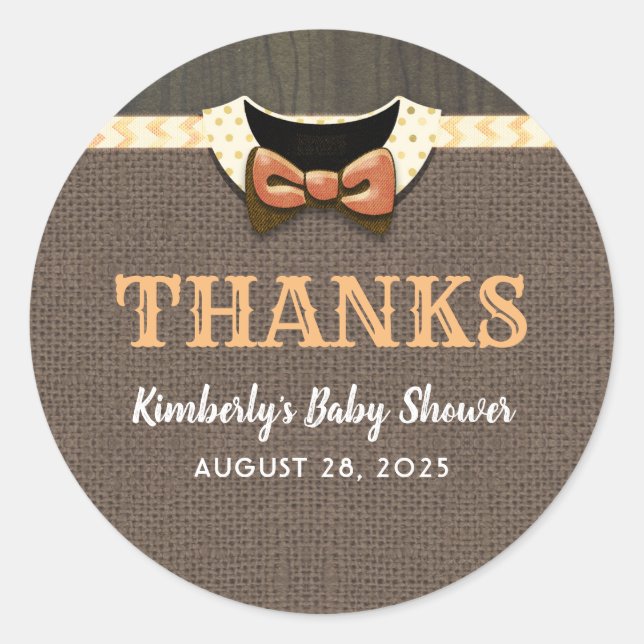 Fall Baby Shower Thanks Classic Round Sticker (Front)