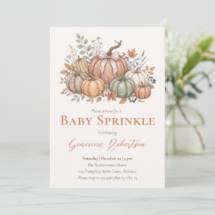 Fall Baby Sprinkle Autumn Pumpkin Bow Shower Invitation