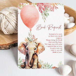 Fall Balloon Elephant Baby Shower Book Request Enclosure Card
