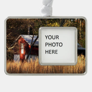 Fall Barn in Central Maryland Silver Plated Framed Ornament