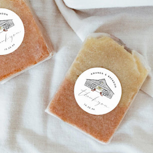 Fall Barn Pumpkins Thank You Wedding Classic Round Sticker