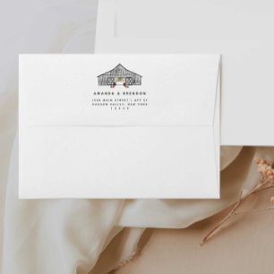Fall Barn Pumpkins Wedding Invitation Envelope