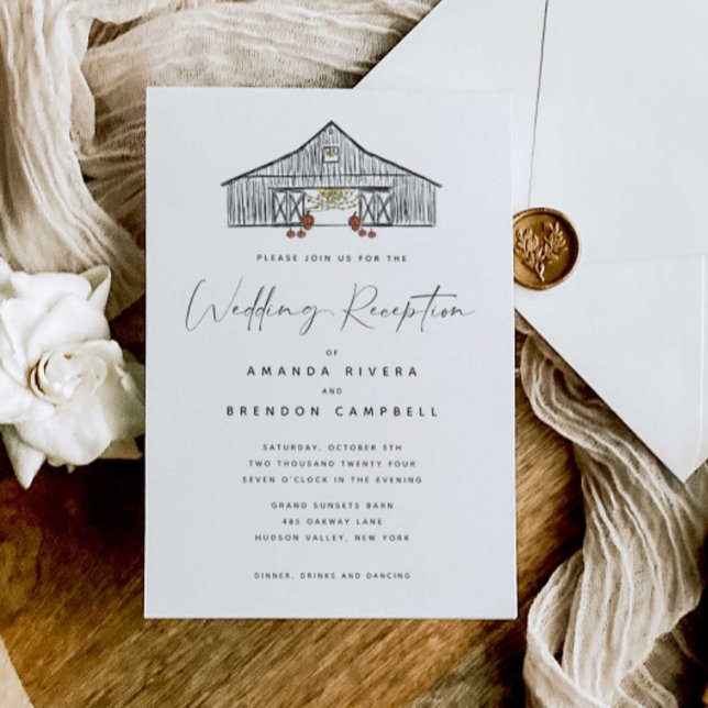 Fall Barn Wedding Reception RSVP Invitation (Creator Uploaded)