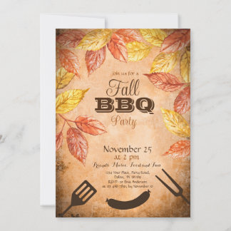 Fall BBQ Invitation, Autumn Barbeque Party Invitation