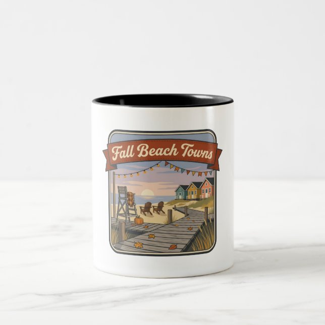 Fall Beach Towns Two-Tone Coffee Mug (Center)