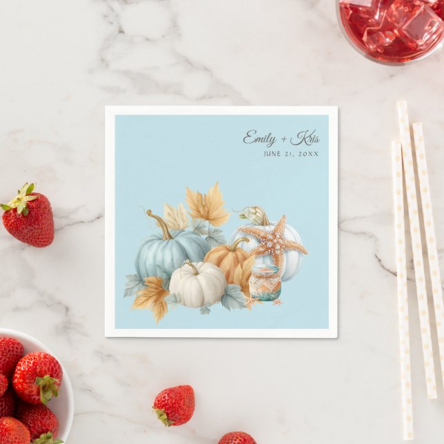 Fall Beach Wedding Pumpkin Napkin (Insitu)